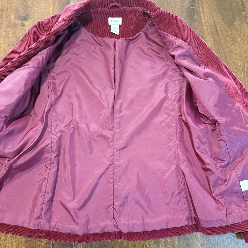 L.L.Bean Womens Corduroy Blazer Size 10 Reg Burgundy Lined Vintage Academia - Picture 3 of 10